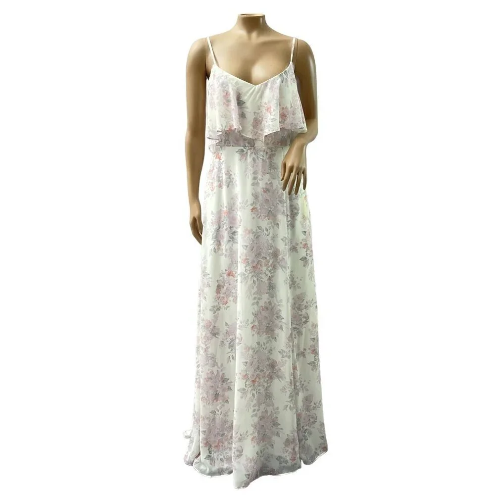 Birdy Grey Jane Slit Convertible Blush BouquetMaxi Formal Bridesmaid Dress S NWT